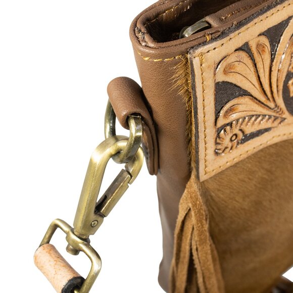 Genuine Hair On Cowhide Purse, Hand Tooled Leather Bag, Western Leather Bag - Picture 6 of 10